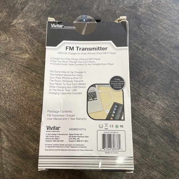 Vivitar FM Transmitter USB Car Charger - Picture 2 of 5